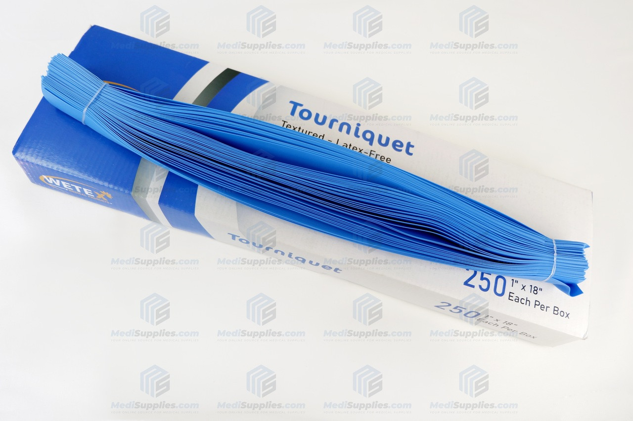 Tourniquet, 1'' x 18'', Blue, Latex-Free - Smooth or Textured