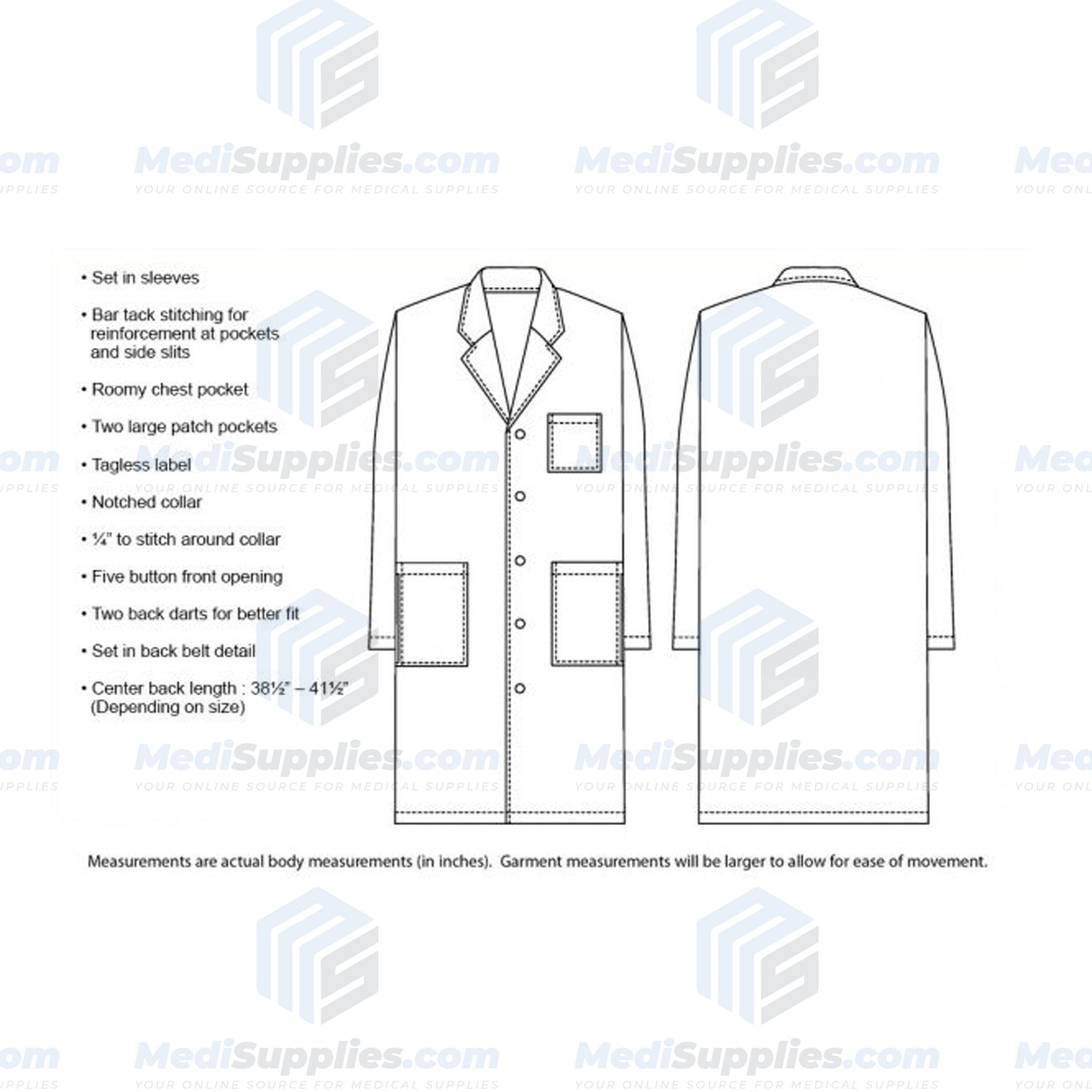 Lab Coat - White (3 Pockets)