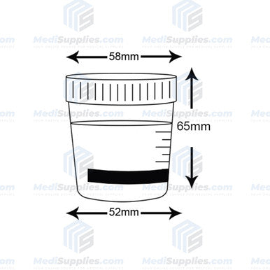 Urine Specimen Container 90ml (3oz) Cup, WITH Temperature Strip, Sterile