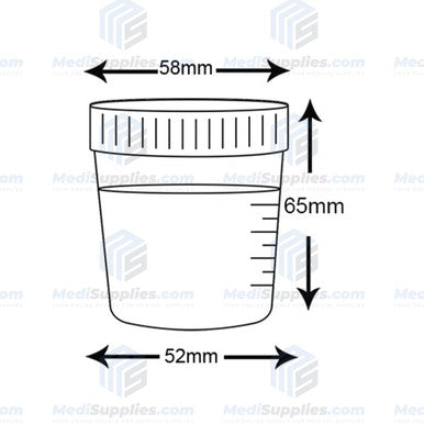 Urine Specimen Container 90ml (3oz) Cup, WITHOUT Temperature Strip, Sterile