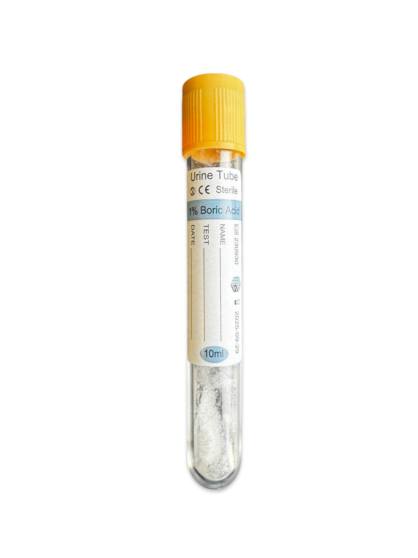 Vacuum urine tube, Yellow cap,Boric 1% Acid,16*100mm