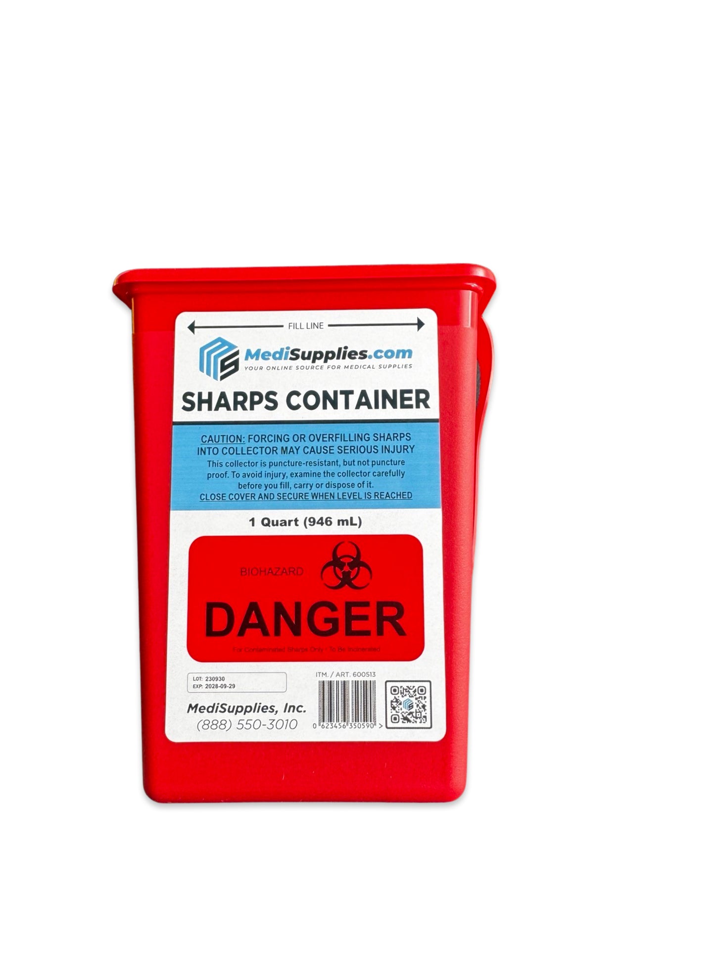 1 Quart Biohazard Containers, Red