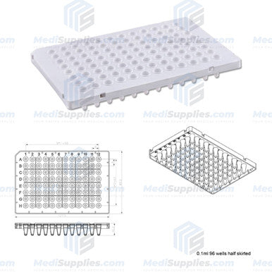 0.1 ml PCR Plate, 96 Well - White (Half-Skirted)