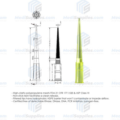 100ul Universal Filtered Pipette Tips, 96/Rack