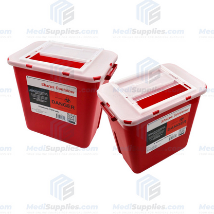 2 Gallon Biohazard Containers, Red