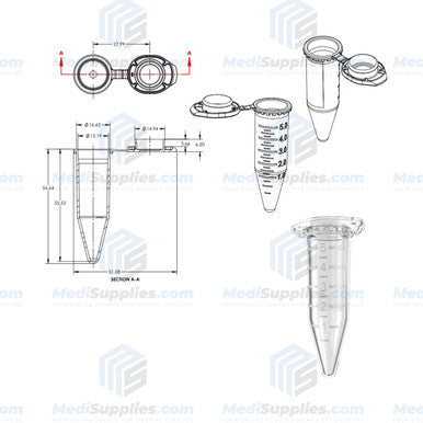 Microcentrifuge Tube, Lock Cap, Non-Sterile - 1.5 ml/2 ml/5 ml