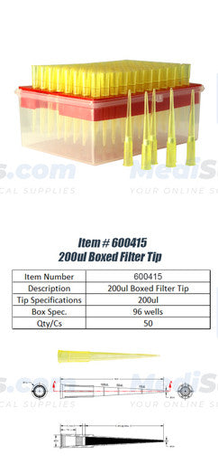 200ul Pre-Sterilized Filter Tips, compatible with Tecan Machines, 96/Rack