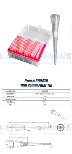 10ul Filtered Pipette Tips, 96/Rack