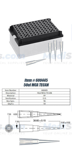 50uL Disposable Pipette Tips, 96 Single-Stack