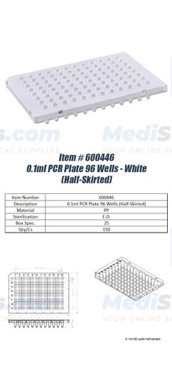 0.1 ml PCR Plate, 96 Well - White (Half-Skirted)