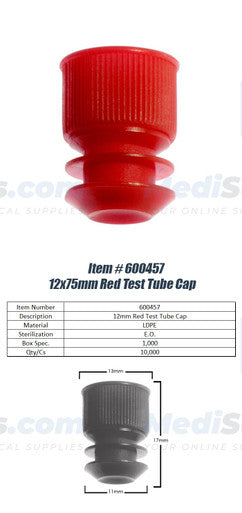 Red Cap for Test Tube - Secure Fit 12x75mm | MediSupplies – medisuppliess