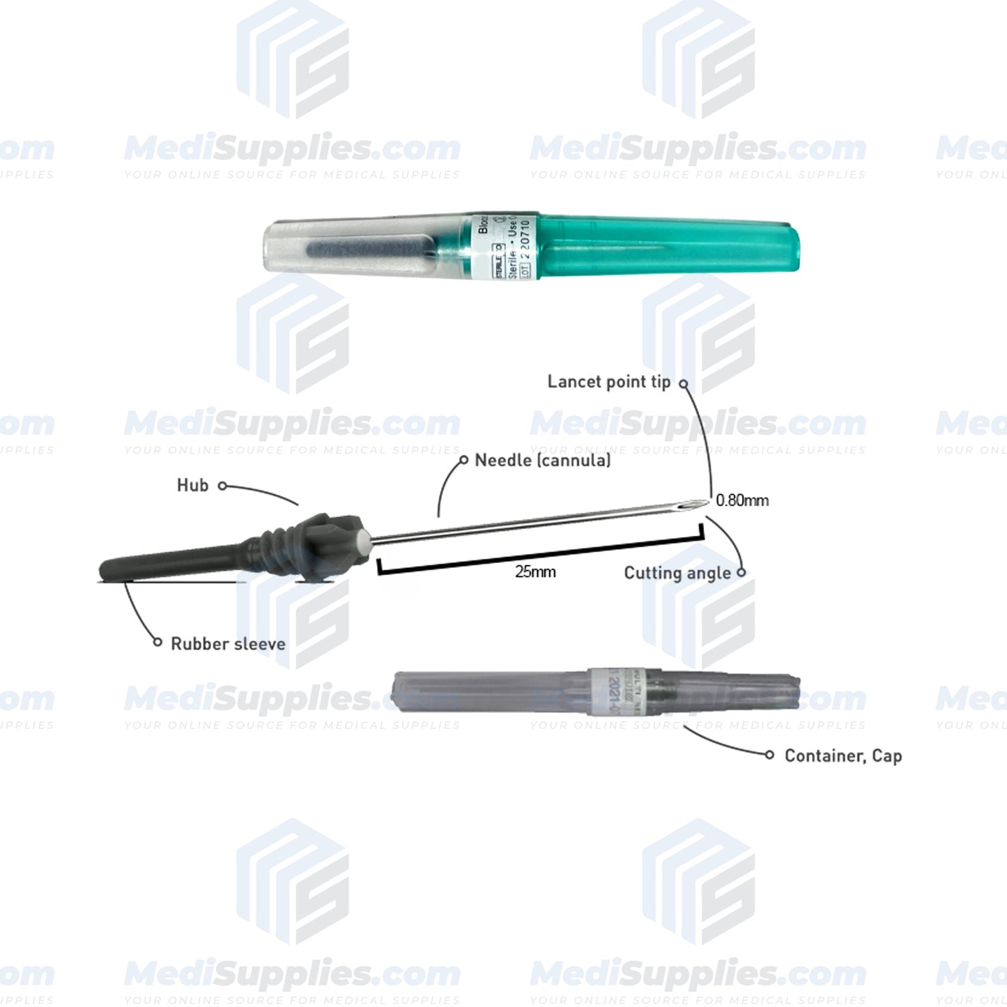 Blood Collection Needle, Pen Type, 1" - 21g, 22g