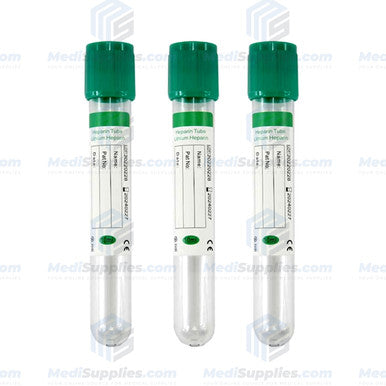 Vacuum Blood Collection Tube (Heparin Lithium Tube), 16 x 100mm, 10ml, Green Top