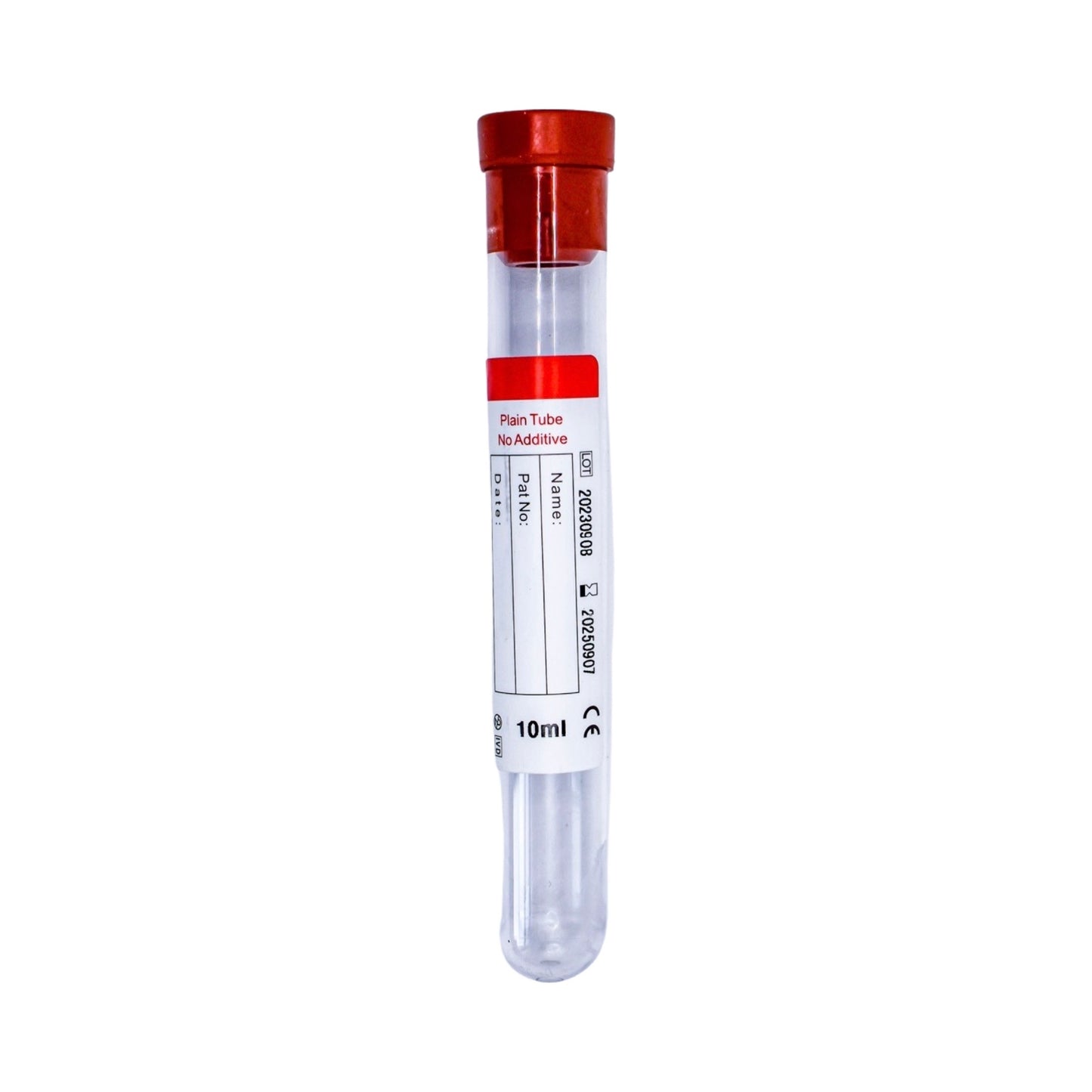 Rubber Red Top, NO ADDITIVE 10mL, PET