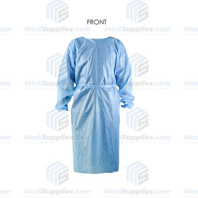 Protective Procedure Gown, One Size Fits Most, Blue, Non-Sterile, Disposable