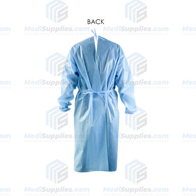 Protective Procedure Gown, One Size Fits Most, Blue, Non-Sterile, Disposable