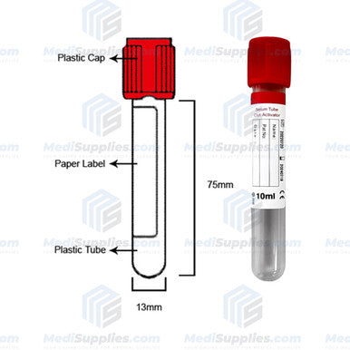 Vacuum Blood Collection Tube - Serum Tube, Red Top โ medisuppliess