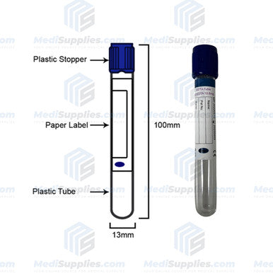 Vacuum Blood Collection Tube, 13 x 100mm, 6ml, Royal Blue Top